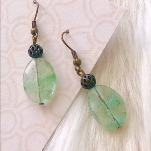Oval crackle glass Dangly Earrings!!!